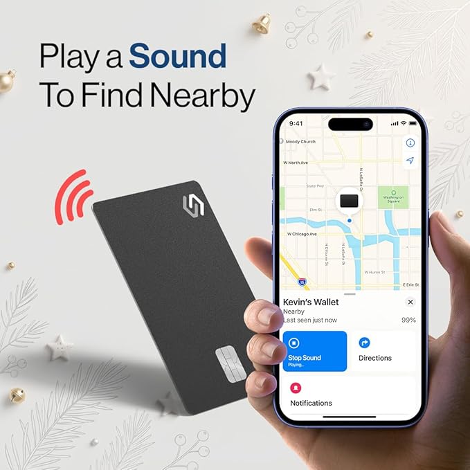 SPOTMINDERS Apple MFi Certified Credit Card Wallet Tracker PRO 4-Pack (iOS Only) Works with Apple Find My Rechargeable Tracking Card for Wallet IP68 0.07in Slim iPhone Item Finder for Luggage or Purse