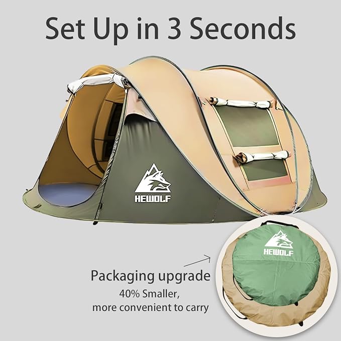 Pop Up Camping Tent 2/4 Person, Instant Family Tents, Easy Setup Automatic Tent for Camping Hiking & Traveling