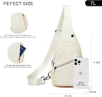 7L Sling Bag For Women Faux Leather Anti Theft Small Casual Daypack Backpack Fanny Pack Crossbody Chest Bags Purse Waterproof Coffee Beige