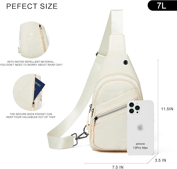 7L Sling Bag For Women Faux Leather Anti Theft Small Casual Daypack Backpack Fanny Pack Crossbody Chest Bags Purse Waterproof Coffee Beige