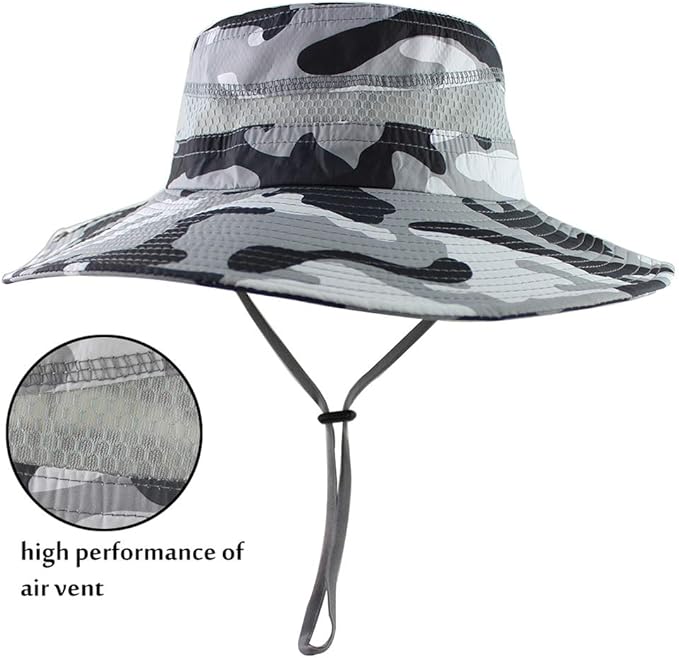 CAMOLAND Mens Fishing Hat Wide Large Brim Sun Hat with Outdoor UV Protection