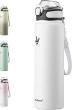 Enerbone 32 oz Insulated Water Bottle, Stainless Steel Bottle with Carrying Strap, Double-Wall Vacuum Insulation Design, Leakproof Sports Bottle with Straw, Keep Drinks Cold or Hot for Hours