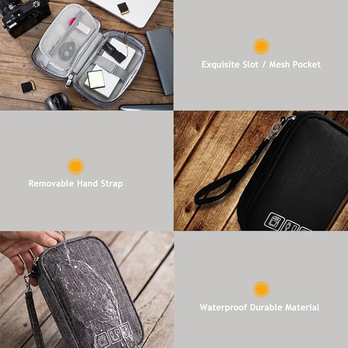 Electronic Organizer Bag Cable Organizer Travel Cord Organizer Case Pouch Portable Carrying Case for Charger Hard Drive Earphone USB SD Card (Blue)