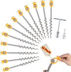 12 PCS Screw in Tent Stakes for Women Men - Ground Anchors for Sand, Canopy, Trampolines, Camping Aluminium Heavy Duty Rust Prevention Pegs Drillable Lightweight Safe - Silvery 14 inch