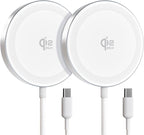25W Magnetic Wireless Charger for iPhone 17/16, Qi2 Fast Charging Pad for iPhone 17/16/15/14/13/12 Series for AirPods, Strong Magnet, Ultra-Thin & Portable Charger Mat for Desk & Bedside, 2Pack White