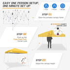EAGLE PEAK 10x10 Slant Leg Pop-up Canopy Tent Easy One Person Setup Instant Outdoor Beach Canopy Folding Portable Sports Shelter 10x10 Base 8x8 Top (Yellow)