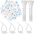 100 Pack 1.1 inch Zip Tie Adhesive Mounts Self Adhesive Cable Tie Base Holders with Multi-Purpose Tie wire clips with screw hole,Anchor stick on wire holder with 8 inch zip ties（White）