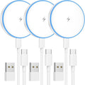 Magnetic Charger 3 Pack 15W Magnetic Wireless Charger Fast Charging Pad Compatible with iPhone 17/16/15/14/13/12 Series & AirPods 4/3/2/Pro Charging Pad with Dual Ports