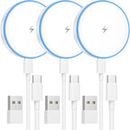 Magnetic Charger 3 Pack 15W Magnetic Wireless Charger Fast Charging Pad Compatible with iPhone 17/16/15/14/13/12 Series & AirPods 4/3/2/Pro Charging Pad with Dual Ports