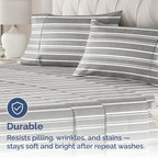 King Pillow Cases Set of 2 - Ultra Soft Hotel Quality Pillowcase Covers - Comfy Cozy Bedding for Women, Men, Kids & Teens - Machine Washable Pillow Protectors - 2 Pieces Set - King Size Grey Stripes