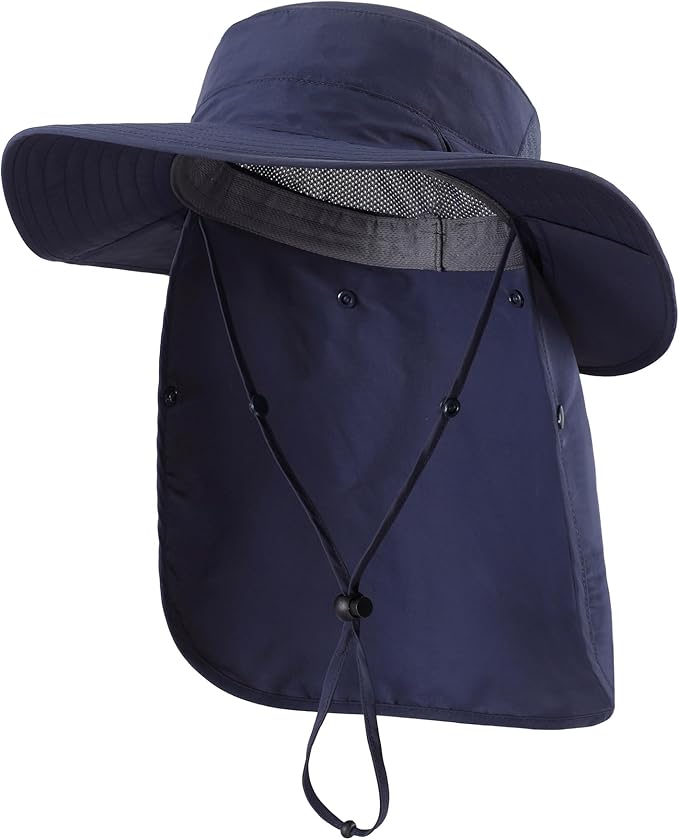 Home Prefer UPF 50+ Sun Hats for Men Women Wide Brim Fishing Hat with Neck Flap Summer Safari UV Protection Bucket Hat