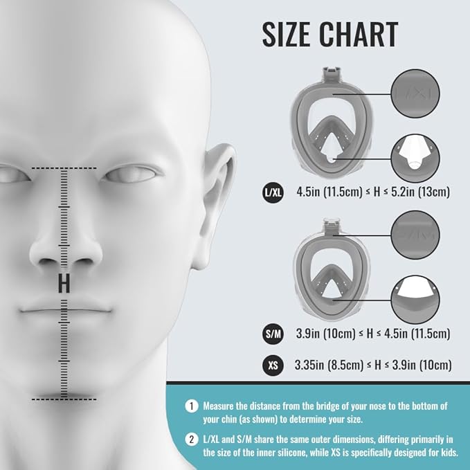 G2RISE Full Face Snorkel Mask Adults Snorkeling Set Gear for Kids with Detachable Camera Mount, Safe Breathing, Anti Fog Anti Leak