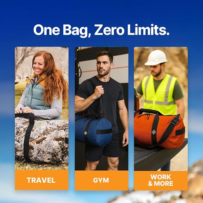 North Star Sports Foldable Duffle Bag for Travel, Gym & Outdoor Camping | Tough and Packable Sport Equipment Bag & Gear Organizer | Heavy Duty Large Duffel Bags for Traveling