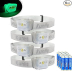 KunHe 4 Pack LED Headlamp Flashlight for Adults & Kids Camping Hiking Glow in The DarkHead Lamp with White & Red Light Comfortable Headband Lightweight & Waterproof with 12 AAA Batteries