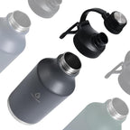 Vacuum Insulated Jug with Straw Lid Dustproof, Half Gallon Insulated Beer Growler, 3 Lids Wide Mouth Thermos Mug, Leakproof BPA Free and Dishwasher Safe - 64 Oz Grey