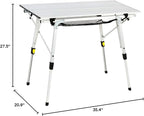 PORTAL Outdoor Folding Portable Picnic Camping Table with Adjustable Height Aluminum Roll Up Table Top Mesh Layer, Silver