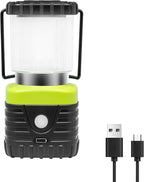 1PCS 3200K Warm Light LED Camping Lantern Rechargeable 1000LM, 4500mAh Power Bank, Flashlight for Hurricane Emergency, Hiking, IP44 Waterproof Lantern(Black)