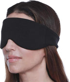 Happyluxe Escape Sleep Mask - Buttery Soft Airplane Eye Mask for Sleeping or Napping in Bed. Machine Washable. - Jet Black, Made in USA
