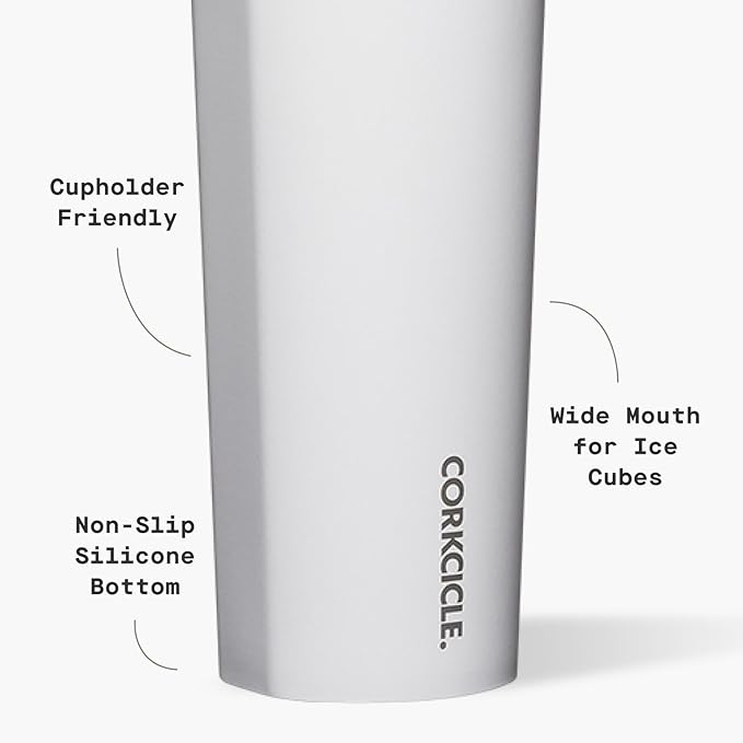 Corkcicle Sport Canteen - Keeps Drinks Cold 25 Hours - Stainless Steel Water Bottle - Triple-Insulated - Spill-Proof - Summer Drinkware Gift - Keeps Drinks Ice Cold - 20 oz - Gloss White