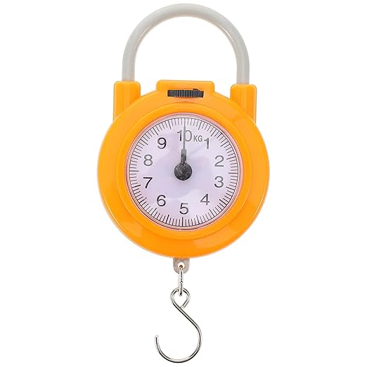 OUNONA Portable Luggage Weight Scale with Hook, High Precision Compact Spring Hanging Scale for Travel and Home Use, Small Electronic Suitcase Weighing Device with Display, Yellow