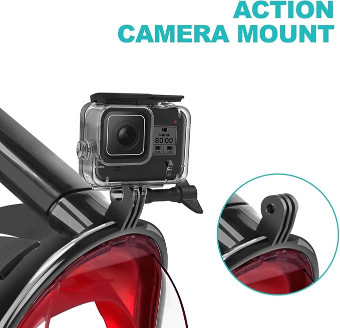 Full Face Snorkel Mask Adults with Dry Top System, Detachable Camera Mount, 180 Panoramic Anti-Fog Anti-Leak Diving Mask for Adult and Kids