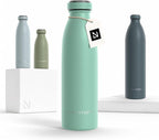LARS NYSØM Stainless Steel Insulated Water Bottle 12oz 17oz 25oz 34oz 51oz | Insulated Thermo Flask for Hot and Cold Beverages | Leakproof Drinking Bottle (Aqua Turquoise, 17oz)