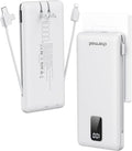 charmast Portable Charger with Built-in Cables and Plug, 10000mAh USB C Power Bank Fast Charging, External Battery Pack Slim, Travel Essentials Compatible with iPhones, Samsung Galaxy, iPad