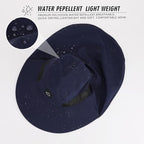 Rosoz Outdoor Sun Hat for Men Women, UPF50+ Protection Safari Cap Wide Brim Mesh Fishing Hat with Neck Flap Beach Garden