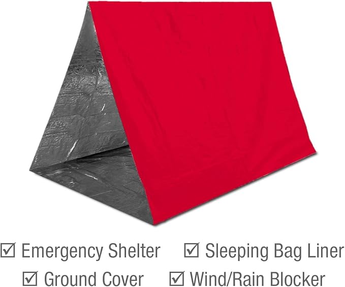 Swiss Safe 4 Pack Mylar Emergency Blankets for Survival - Compact & Insulated for Cold Weather - Designed for NASA, Outdoor, Running, Camping, Survival, First Aid Car Kit - Red, 4 Pack