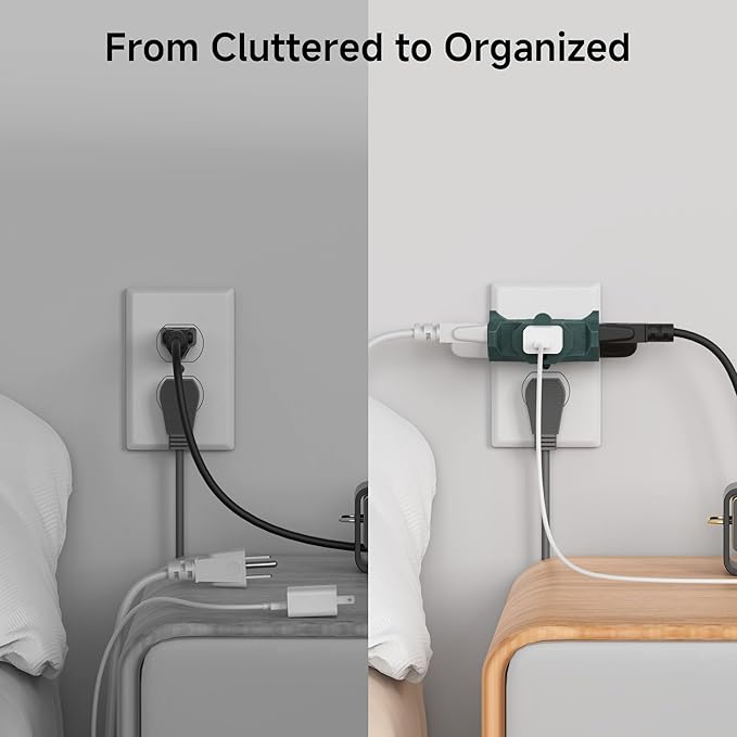 [ETL Listed] Cable Matters 3-Pack 3 Way Plug Adapter 15A 1875W, 3 Prong 3 Outlet Adapter, Power Splitter Plug Outlet, 3 Way Electrical Splitter, Green