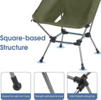 MOON LENCE Camping Chair Plus, Upgraded Comfort & Size, Still Compact and Lightweight, Folding Portable Chair for Backpacking & Hiking, 400Lbs Capacity, Gen 3 Plus (Green 2 Pack (Plus))