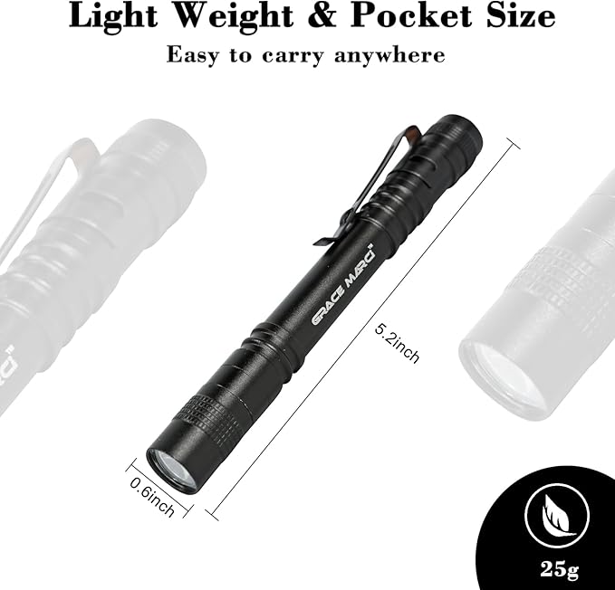 5-Pack Tactical EDC Pen Flashlights, 200LM Mini Pocket-Sized, 3-Mode LED Pen Lights with Belt Clip, Essential Small Flashlights for Outdoor Camping, Emergency Preparedness & DIY Repair