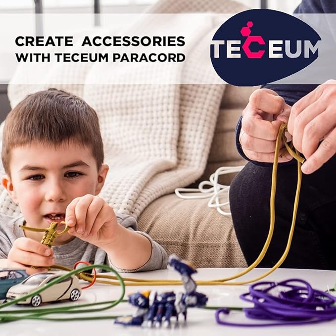 TECEUM 5/32" Paracord Rope 1000 – 1000ft / 200ft / 100ft / 50ft – Tactical Parachute Cord 4mm – 45+ Colors – Nylon String for Survival & Camping Gear – Stripe Cord for Survival – Utility Rope