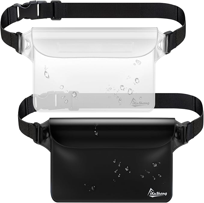 Waterproof Fanny Pack, Waterproof Pouch for Phone Passport Wallet Holder, Floating Dry Bags for Travel Beach Swimming Kayaking Boating Pool Diving Accessories