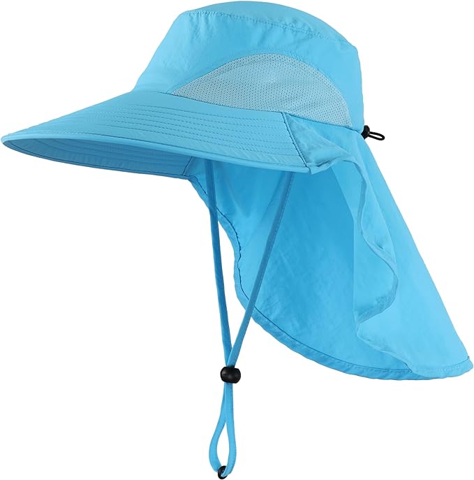 Home Prefer Outdoor UPF50+ Sun Hat Wide Brim Mesh Fishing Hat with Neck Flap