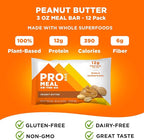 PROBAR - MEAL Bar, Peanut Butter, Non-GMO, Gluten-Free, Healthy, Plant-Based, Whole-Food Ingredients, Natural Energy (12 Count)
