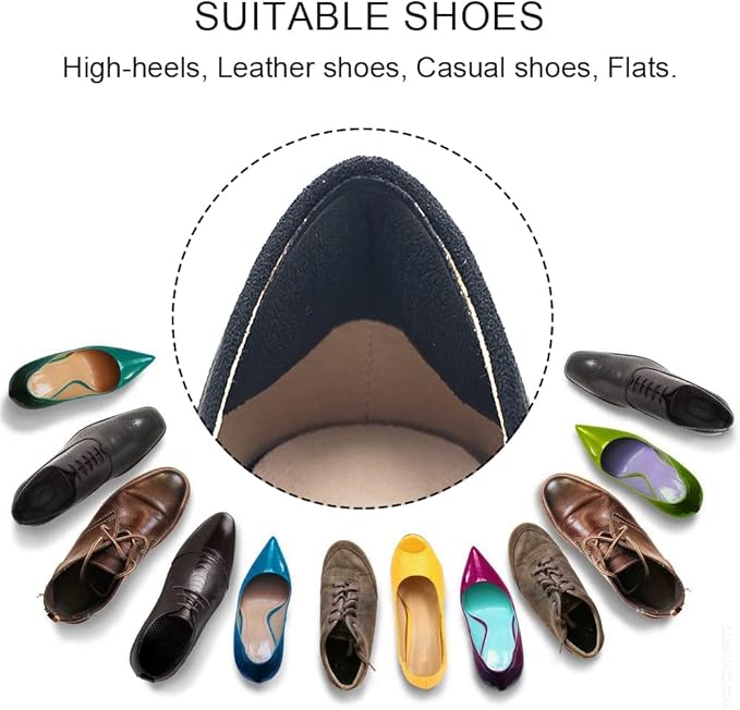 Dr. Foot Heel Grips for Men and Women, Self-Adhesive Heel Cushion Inserts Prevent Heel Slipping, Rubbing, Blisters, Foot Pain, and Improve Shoe Fit - 2 Pairs+ Extra 1 Shoe Horn (Black)