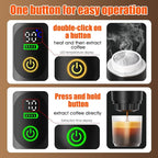 Portable Espresso Coffee Maker Rechargeable Self Heating Machine For Travel Car 3 in 1 Ground Coffee and NS Capsules 20 Bar Pressure Smart LED Display Camping Office With Stand Holder (GREEN)