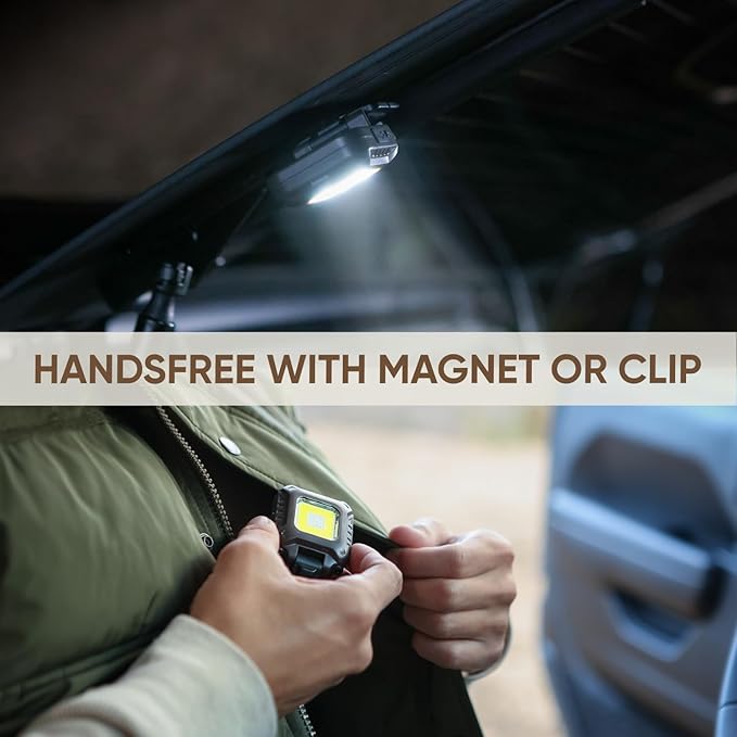 Energizer Jeep Multi-Purpose Hands-Free Rechargeable LED Light, 450 Lumens, Trail-Ready Clip-on Light, Headlamp, and Magnetic All in One