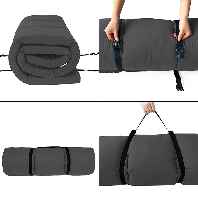 SPRINGSPIRIT Cot Mattress Topper (Improved Thickness), Foam Quilted Pads for Camping, Soft Comfortable Sleeping Cot Mattress Pad Only, Camping Pad 75"x30" for Camp Cot/Rv Bunk/Narrow Twin Beds, Navy