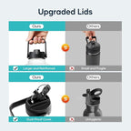 BUZIO 1 Gallon Water Bottle, 128oz Insulated Water Jug Double Walled Vacuum Stainless Steel Travel Flask (Cold for 48 Hrs), Leak Proof BPA-Free Large Canteen with Straw Lid, Black White