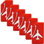 6 Pack Silicone Luggage Tag for Suitcases with Stainless Loop, Privacy Protection Travel Bag Tags Perfect to Quickly Spot Baggage Handbag (Red)