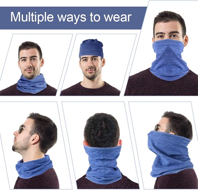 KGC 2 Pack Winter Neck Warmer Gaiter Fleece Windproof Face Mask Cover Cold Weather Scarf for Men & Women
