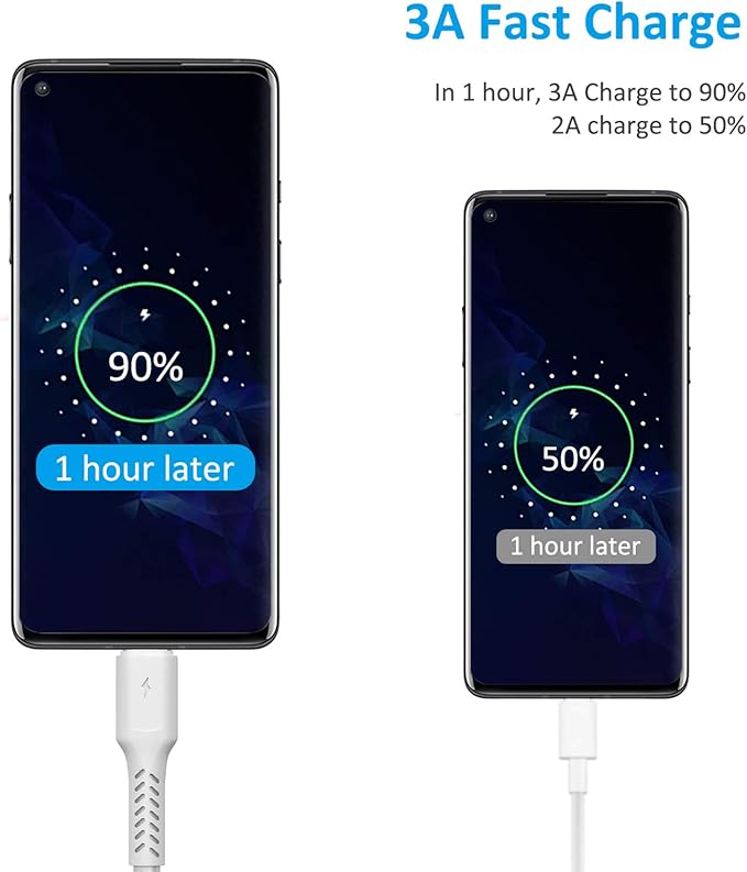 Umefly 1ft 5 Pack Durable USB A to USB Type C 3A Fast Charging Cord, Compatible with Samsung Galaxy S20/S10/S9/S8 Note 20/10/9/8, Moto Z/Z2, LG G5/G6/V20/V30/V40 and new USB-C devices