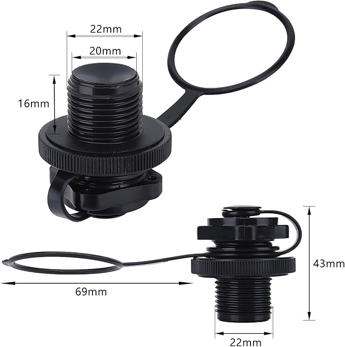 Watris Veiyi 2PCS Boston Valve, Towable Tube Plug, Inflatable Boat Air Valve, Air Mattress Plug Replacement for Rubber Dinghy Raft Kayak Pool Boat(Size As Shown)