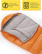 Bessport Mummy Sleeping Bag | 15-45 ℉ Extreme 3-4 Season Sleeping Bag for Adults Cold Weather– Warm and Washable, for Hiking Traveling & Outdoor Activities