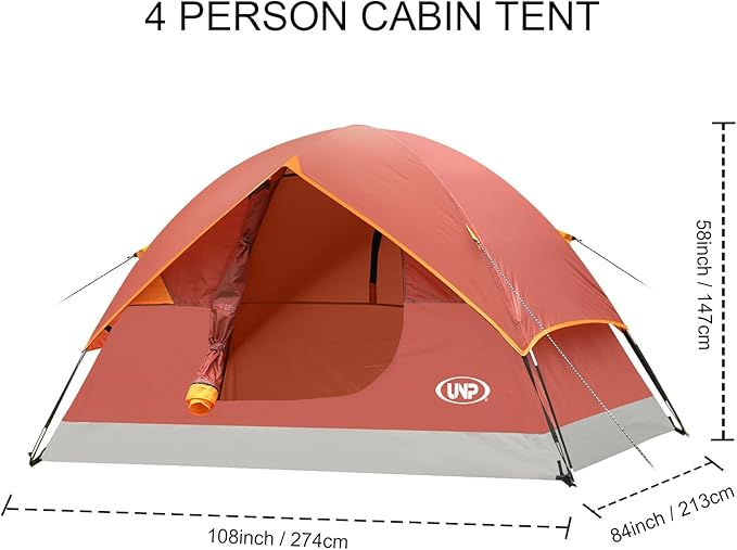 unp Camping Tent 2/3/4/6 Person Dome Tent, Easy to Set Up for Camping, Lightweight Camping Tent, Portable Camping Tent for Outdoor and Backpacking Beaches
