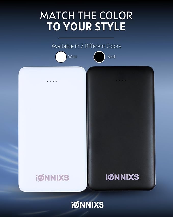 Portable Charger with Built in Cable - 10000mAh Ultra-Slim Portable Charger Power Bank with USB-C Cable, Lightning Cable - Fast Charge 20W - LED Battery Indicator, Power Bank (Gray, 10.000mAh)