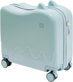 18-Inch Kids Ride-On Suitcase - Cute Lightweight Trolley Luggage with 4 Silent Spinner Wheels & Lock for Travel - Perfect for Ages 3-6 (Sky Blue)