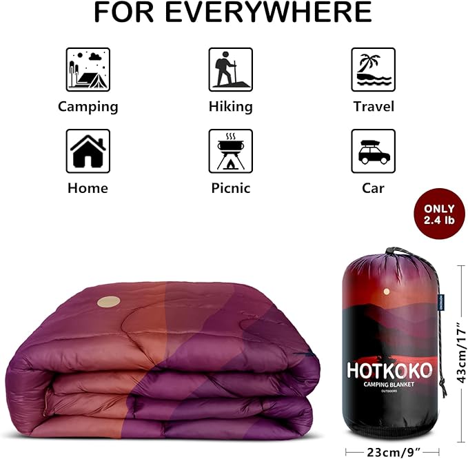 Camping Blanket,Lightweight Puffy Printed Camping Blanket Packable Outdoor Blanket for Camping,Traveling, Stadium, Hiking, Picnics